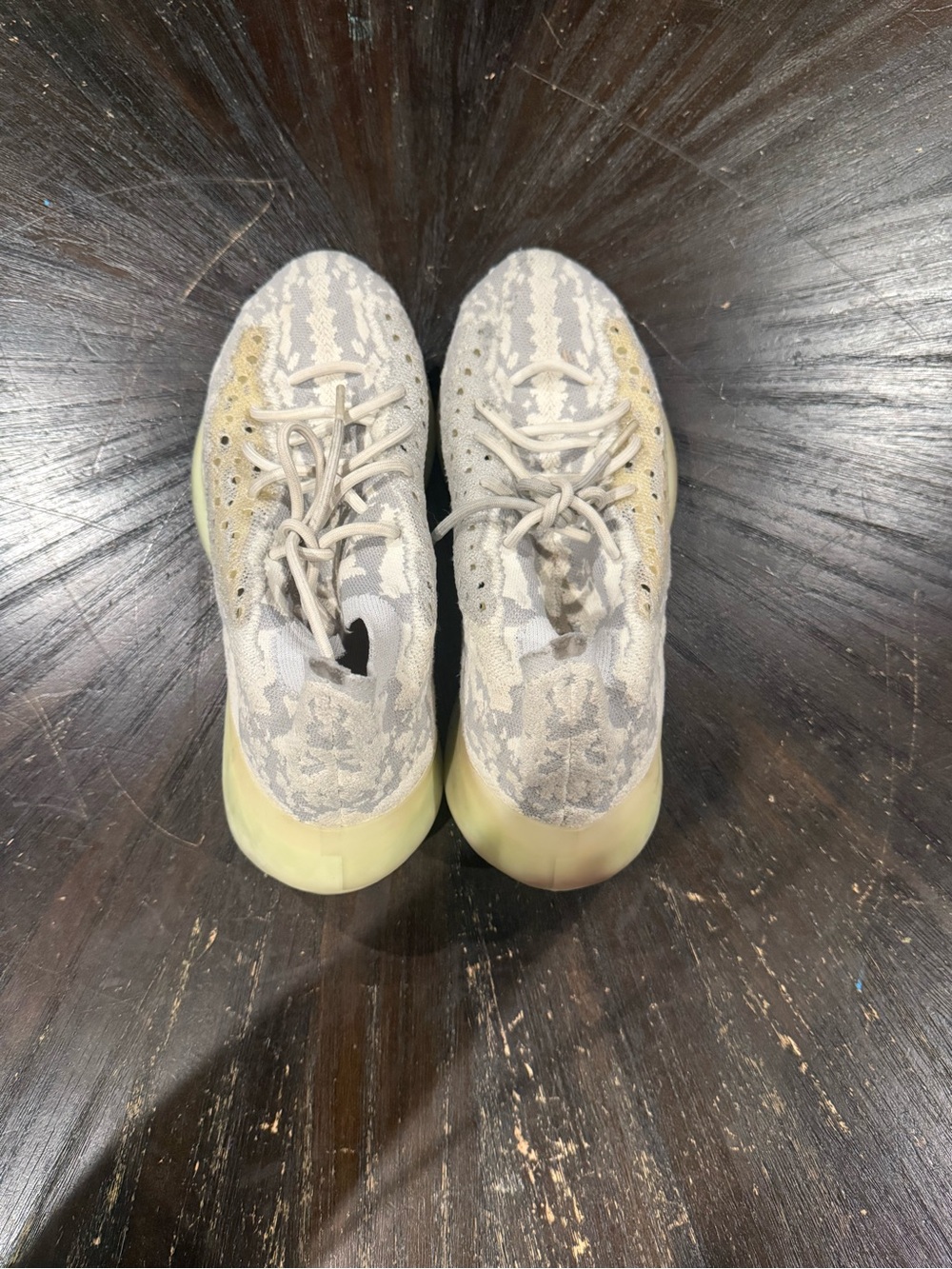 Yeezy Sneakers in Light Gray and Pale Yellow